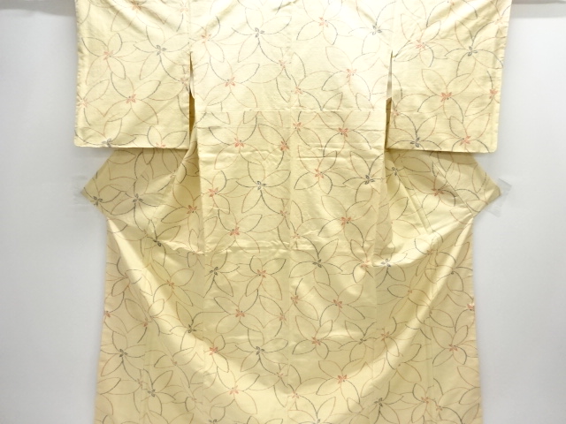 JAPANESE KIMONO / TSUMUGI / UNUSED / WOVEN FLOWER